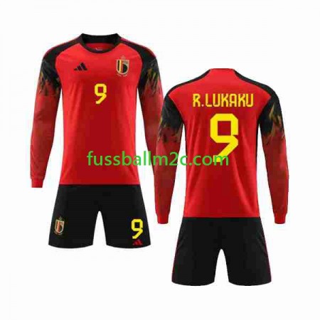 Fußballtrikots Belgien R.LUKAKU 9 Kinder Heim Trikotsatz WM 2022 Langarm